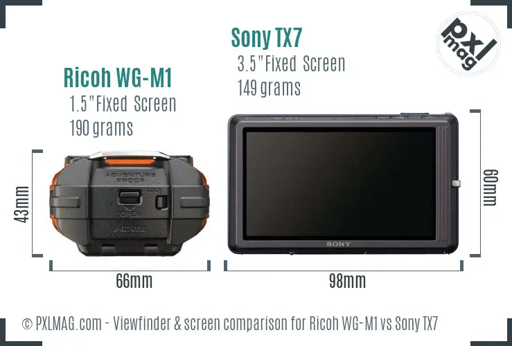 Ricoh WG-M1 vs Sony TX7 Screen and Viewfinder comparison
