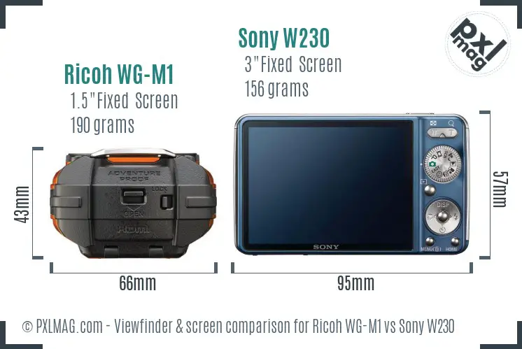 Ricoh WG-M1 vs Sony W230 Screen and Viewfinder comparison