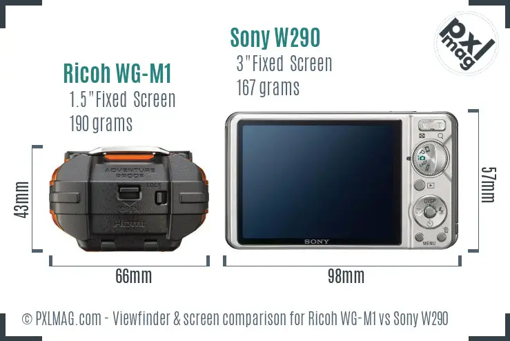 Ricoh WG-M1 vs Sony W290 Screen and Viewfinder comparison