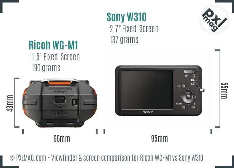 Ricoh WG-M1 vs Sony W310 Screen and Viewfinder comparison