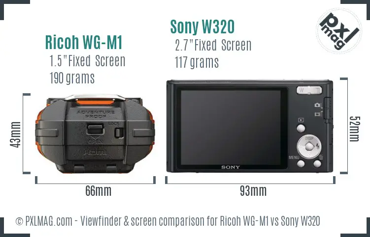 Ricoh WG-M1 vs Sony W320 Screen and Viewfinder comparison