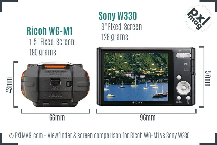 Ricoh WG-M1 vs Sony W330 Screen and Viewfinder comparison