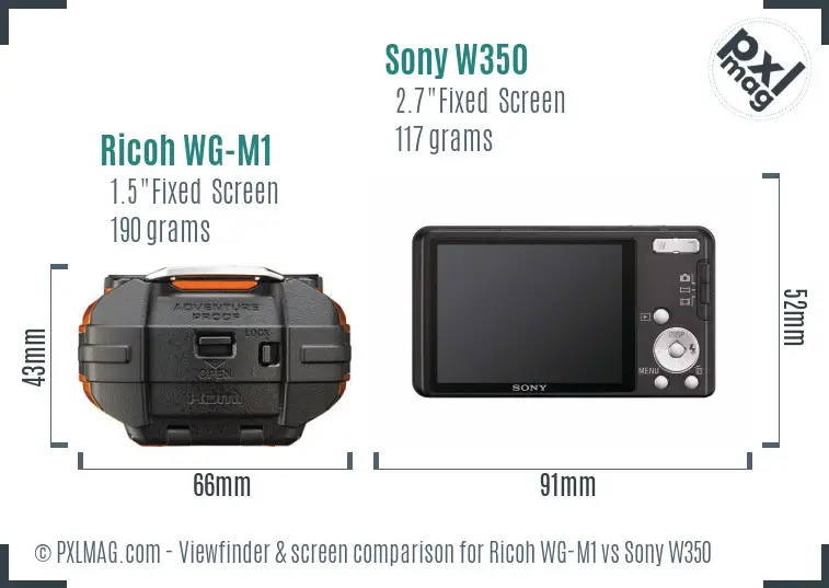 Ricoh WG-M1 vs Sony W350 Screen and Viewfinder comparison