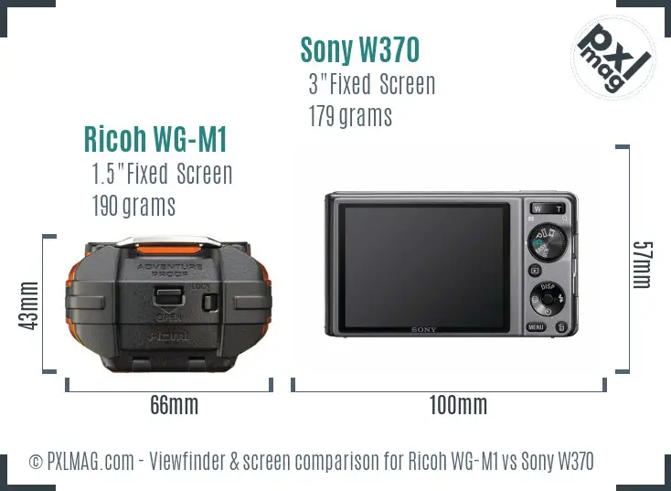 Ricoh WG-M1 vs Sony W370 Screen and Viewfinder comparison