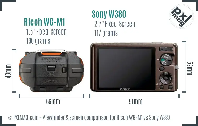 Ricoh WG-M1 vs Sony W380 Screen and Viewfinder comparison