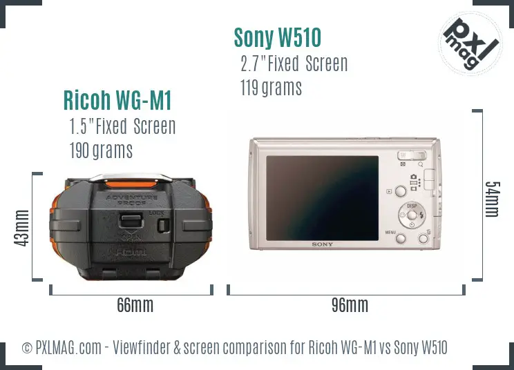Ricoh WG-M1 vs Sony W510 Screen and Viewfinder comparison