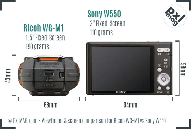 Ricoh WG-M1 vs Sony W550 Screen and Viewfinder comparison