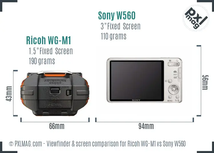 Ricoh WG-M1 vs Sony W560 Screen and Viewfinder comparison