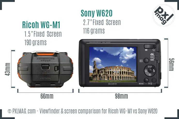 Ricoh WG-M1 vs Sony W620 Screen and Viewfinder comparison