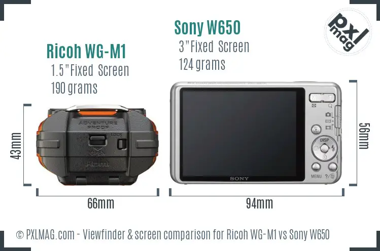 Ricoh WG-M1 vs Sony W650 Screen and Viewfinder comparison