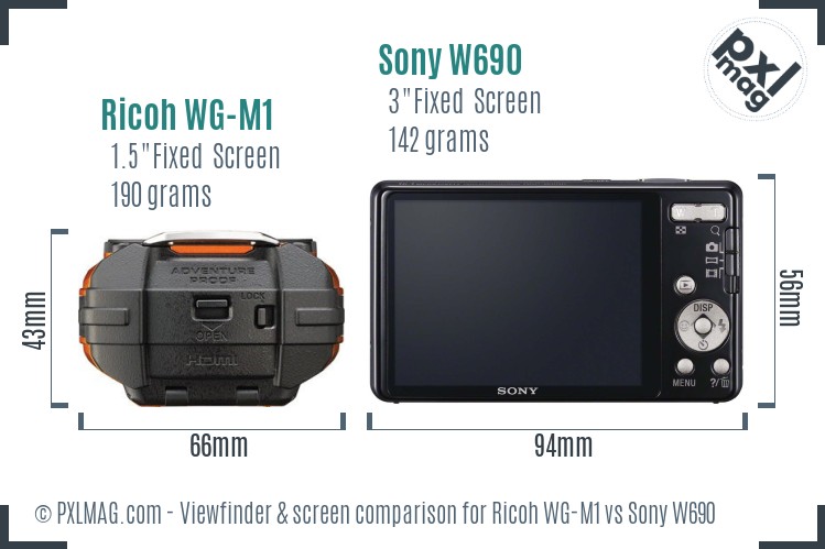 Ricoh WG-M1 vs Sony W690 Screen and Viewfinder comparison