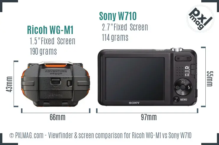 Ricoh WG-M1 vs Sony W710 Screen and Viewfinder comparison