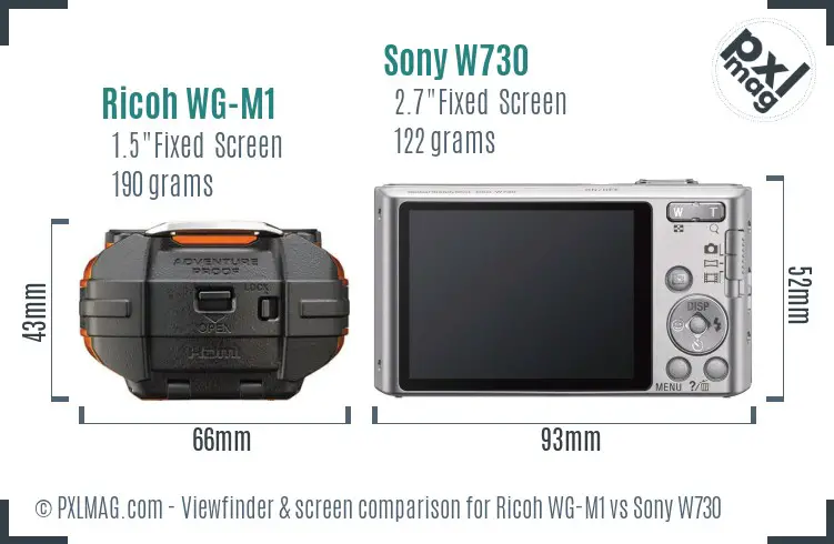 Ricoh WG-M1 vs Sony W730 Screen and Viewfinder comparison