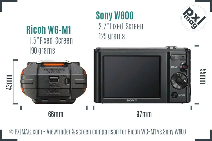 Ricoh WG-M1 vs Sony W800 Screen and Viewfinder comparison