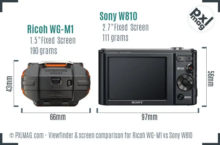 Ricoh WG-M1 vs Sony W810 Screen and Viewfinder comparison