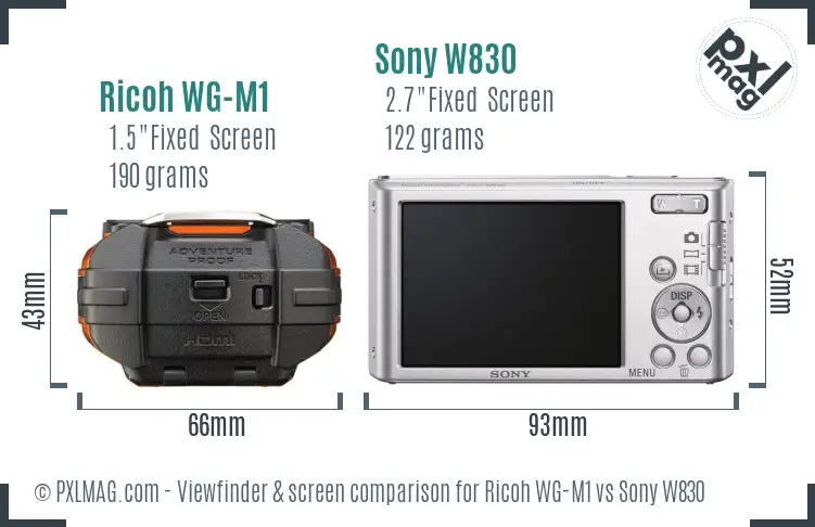 Ricoh WG-M1 vs Sony W830 Screen and Viewfinder comparison