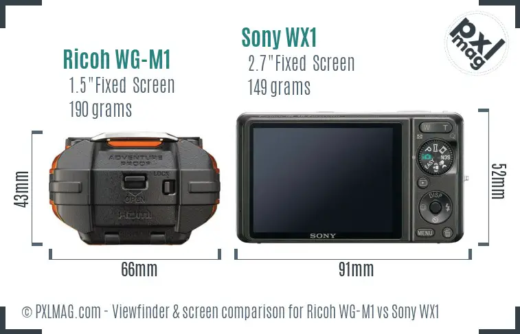 Ricoh WG-M1 vs Sony WX1 Screen and Viewfinder comparison