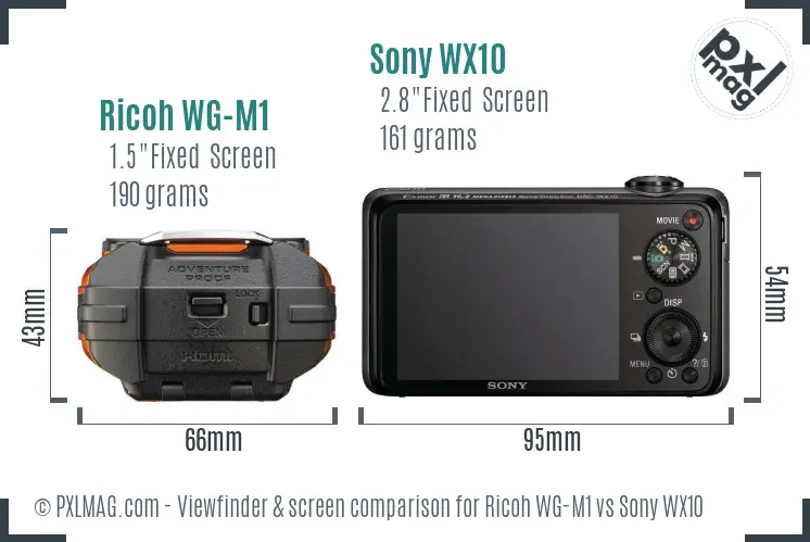 Ricoh WG-M1 vs Sony WX10 Screen and Viewfinder comparison