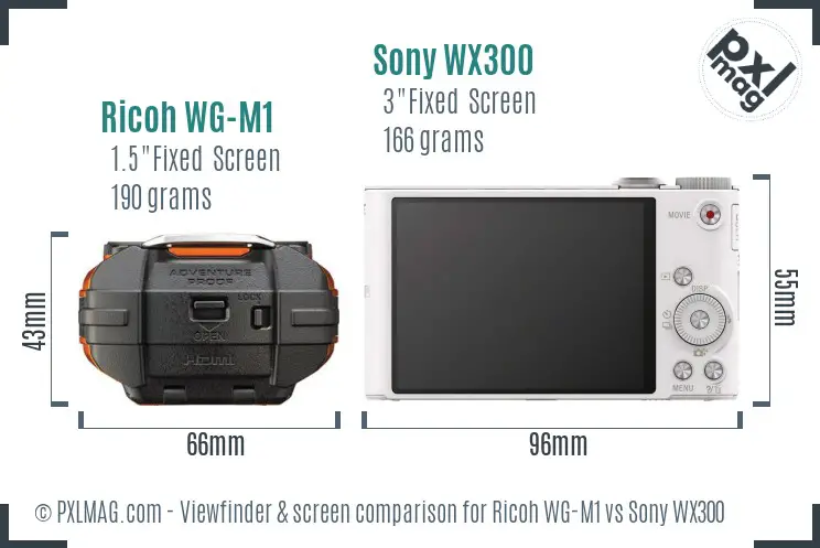 Ricoh WG-M1 vs Sony WX300 Screen and Viewfinder comparison