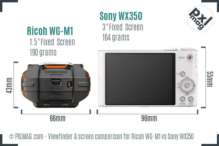 Ricoh WG-M1 vs Sony WX350 Screen and Viewfinder comparison