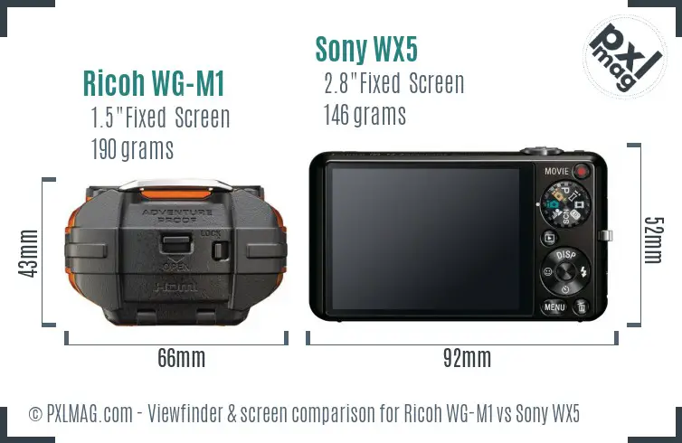 Ricoh WG-M1 vs Sony WX5 Screen and Viewfinder comparison