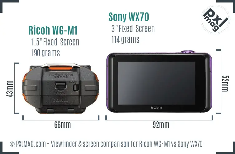 Ricoh WG-M1 vs Sony WX70 Screen and Viewfinder comparison