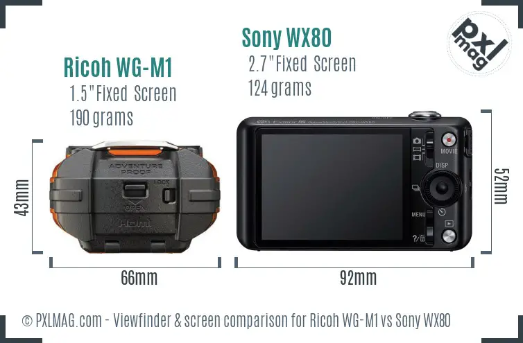 Ricoh WG-M1 vs Sony WX80 Screen and Viewfinder comparison