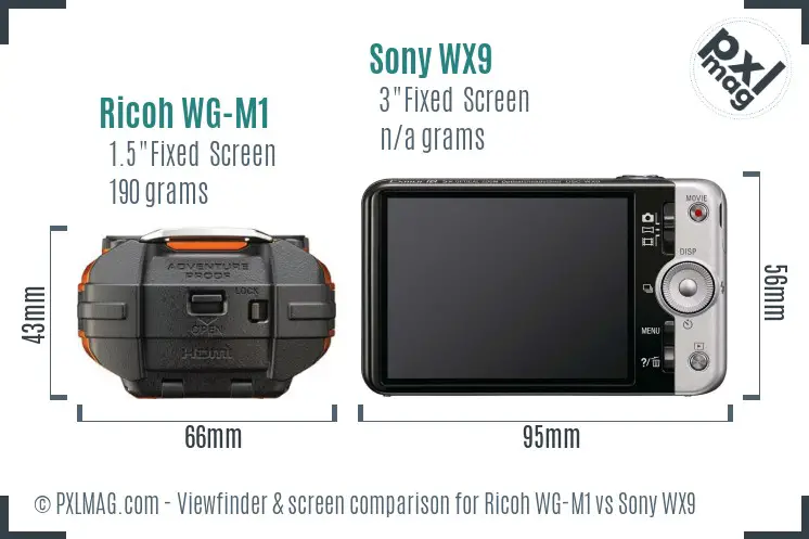 Ricoh WG-M1 vs Sony WX9 Screen and Viewfinder comparison