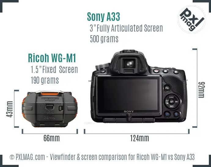 Ricoh WG-M1 vs Sony A33 Screen and Viewfinder comparison