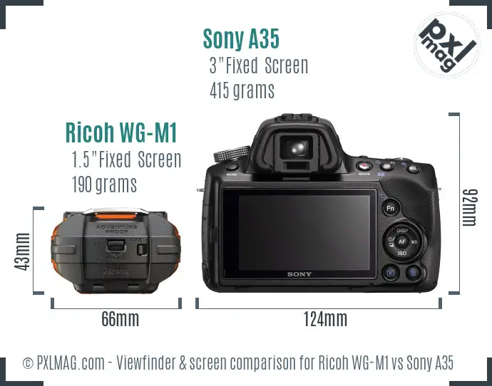 Ricoh WG-M1 vs Sony A35 Screen and Viewfinder comparison