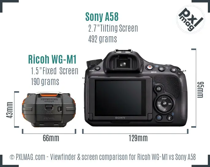 Ricoh WG-M1 vs Sony A58 Screen and Viewfinder comparison