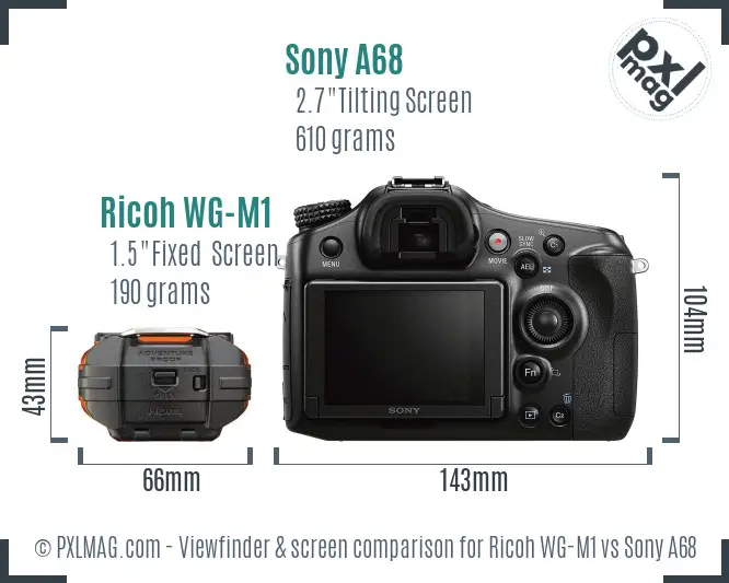 Ricoh WG-M1 vs Sony A68 Screen and Viewfinder comparison