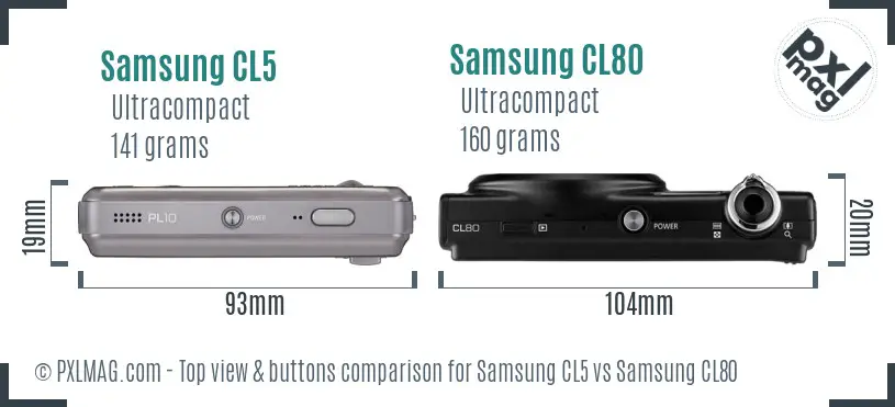 Samsung CL5 vs Samsung CL80 top view buttons comparison