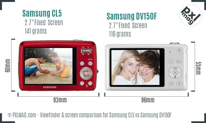 Samsung CL5 vs Samsung DV150F Screen and Viewfinder comparison