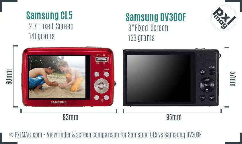 Samsung CL5 vs Samsung DV300F Screen and Viewfinder comparison