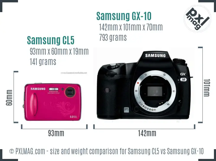 Samsung CL5 vs Samsung GX-10 size comparison