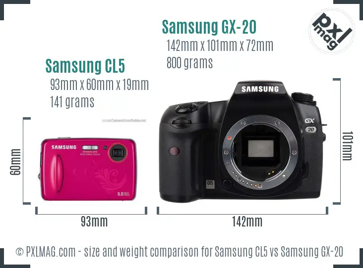 Samsung CL5 vs Samsung GX-20 size comparison