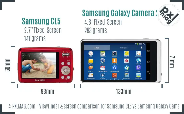 Samsung CL5 vs Samsung Galaxy Camera 2 Screen and Viewfinder comparison