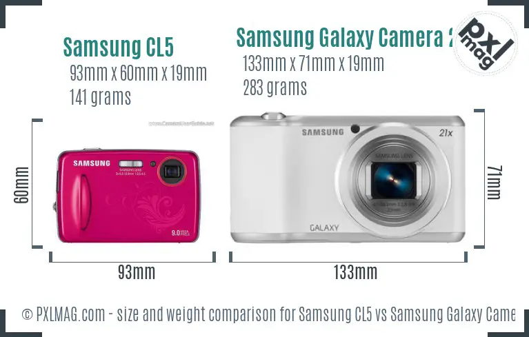 Samsung CL5 vs Samsung Galaxy Camera 2 size comparison