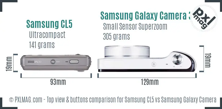 Samsung CL5 vs Samsung Galaxy Camera 3G top view buttons comparison