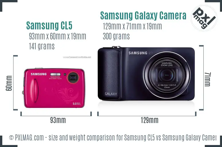 Samsung CL5 vs Samsung Galaxy Camera size comparison