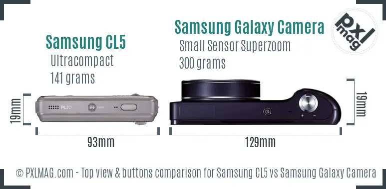 Samsung CL5 vs Samsung Galaxy Camera top view buttons comparison