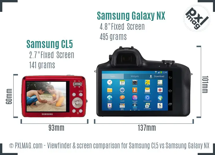 Samsung CL5 vs Samsung Galaxy NX Screen and Viewfinder comparison