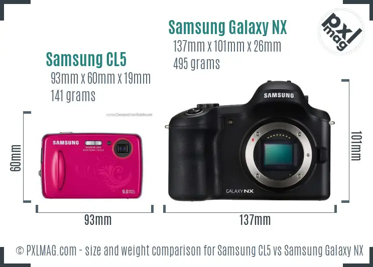 Samsung CL5 vs Samsung Galaxy NX size comparison