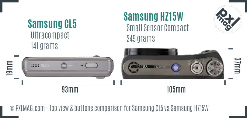 Samsung CL5 vs Samsung HZ15W top view buttons comparison