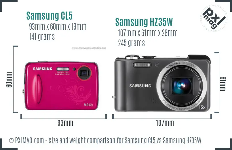 Samsung CL5 vs Samsung HZ35W size comparison