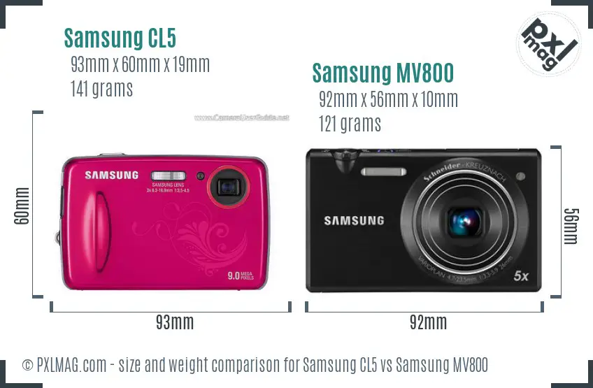 Samsung CL5 vs Samsung MV800 size comparison