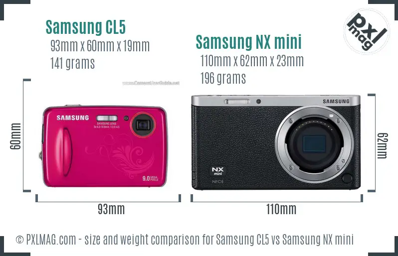 Samsung CL5 vs Samsung NX mini size comparison