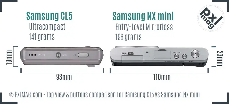 Samsung CL5 vs Samsung NX mini top view buttons comparison