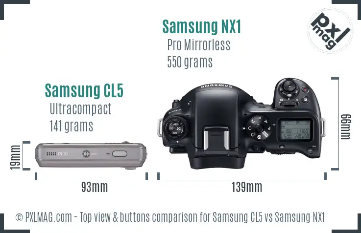 Samsung CL5 vs Samsung NX1 top view buttons comparison